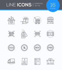 Shopping - modern vector colorful icons set