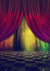Fantasy stage with curtains