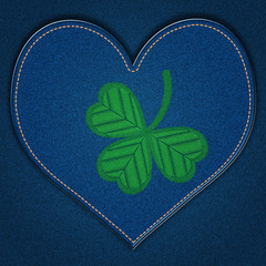 Shamrock Embroidered on Denim