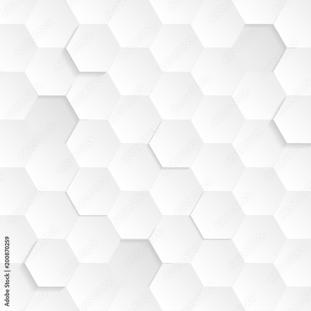 Poster White background texture 3D. 3d illustration. Abstract paper Hexagon white Background ,light and shadow ,Vector