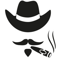 Black and white smoking cowboy avatar silhouette