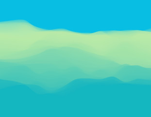 Colorful fluid dynamic wavy structure. Soft smooth gradient surface. Modern abstract illustration. Vivid iridescent clouds. Flowing digital vapor. Futuristic background wallpaper. Element of design.