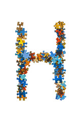 Letter H made of puzzle pieces