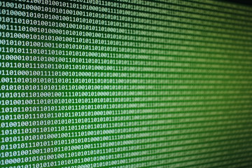 green binary code background.