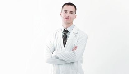 in full growth. successful family doctor.isolated on a white