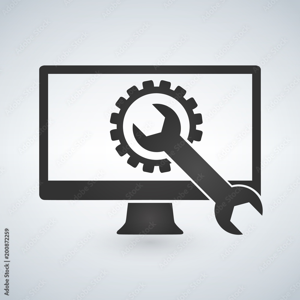 Aufkleber technical support, computer support and diagnostic. vector illustration isolated on modern backgroun
