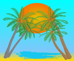 Fototapeta na wymiar Summer theme background with palm tree