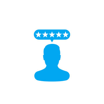 Customer review, rating vector icon on white