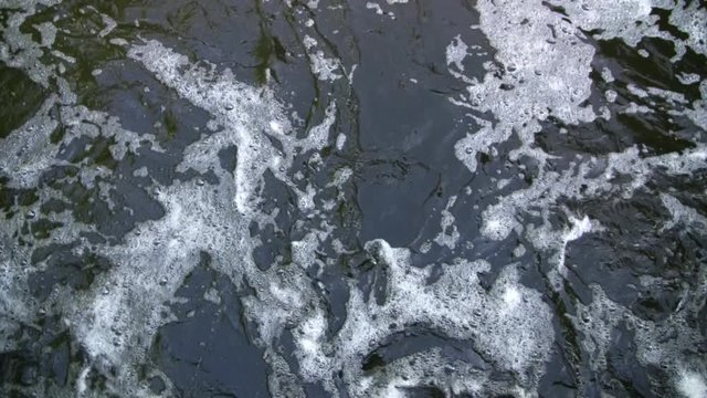 foamy and polluted water, top view