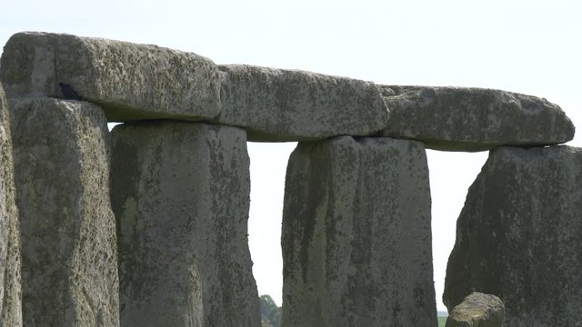 Close up of the outer Sarsen Circle with lintels stones 