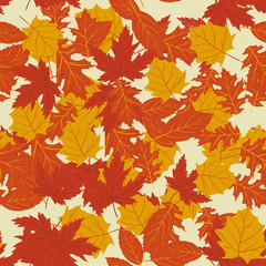 Naklejka na ściany i meble Seamless pattern with autumn leaves. Vector illustration