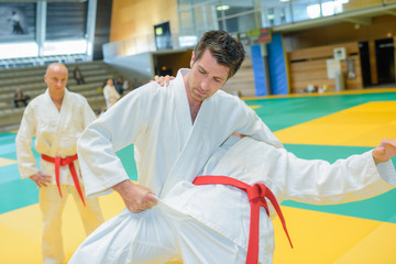 Men in judo combat
