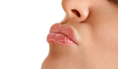 Sexy lush woman lips close up