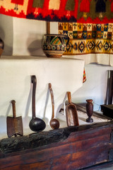 Romanian folk house interior with decoration