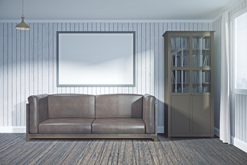 Contemporary meeting room with blank poster