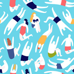 People on a beach. Seamless vector pattern