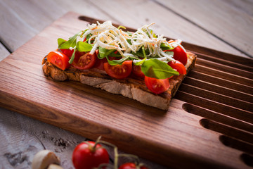 Tasty tomatoes bruschetta
