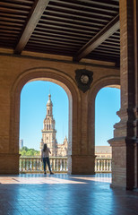 Naklejka premium taking time to admire the views in Seville, Spain