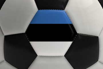 Close up of a soccer ball with Estonia flag. 3D Rendering