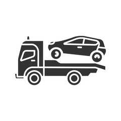 Tow truck glyph icon
