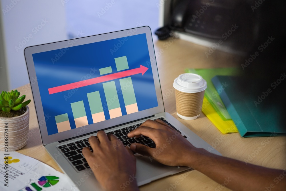 Poster composite image of business graph and chart