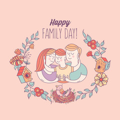 Happy family.  Vector illustration.