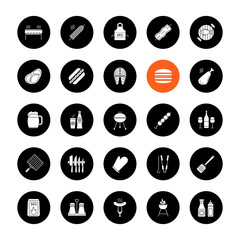 Barbecue glyph icons set