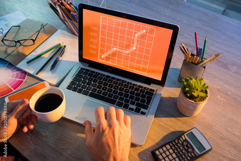 Aufkleber composite image of business graph and chart