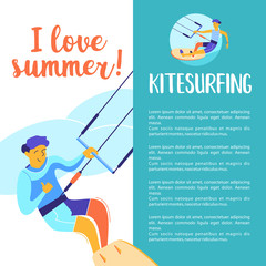 Kitesurfing. Vector illustration.