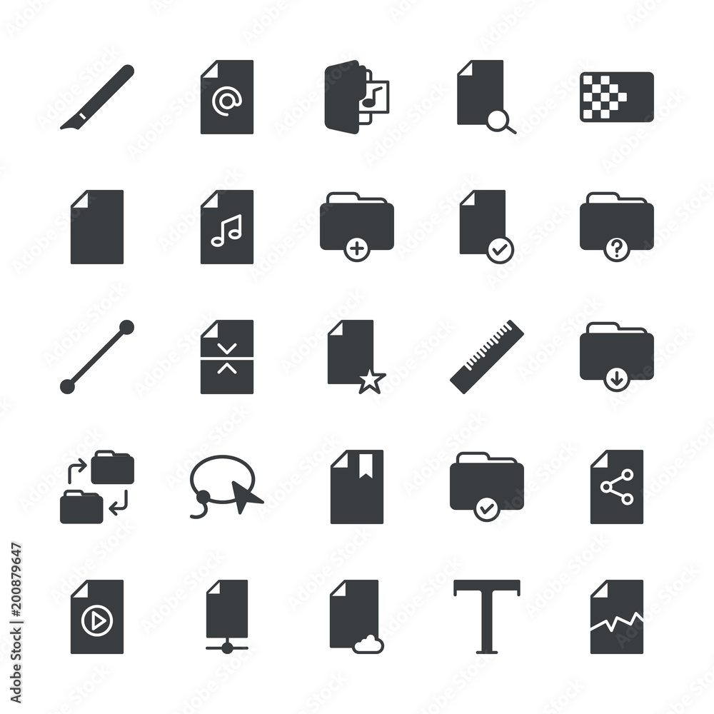 Poster modern simple set of folder, files, design vector fill icons. ..contains such icons as data, ink, co