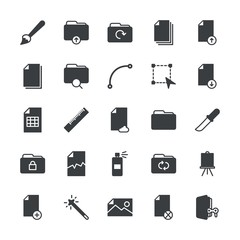 Modern Simple Set of folder, files, design Vector fill Icons. ..Contains such Icons as  illustration,  upload,  isolated,  game,  ink, line and more on white background. Fully Editable. Pixel Perfect.