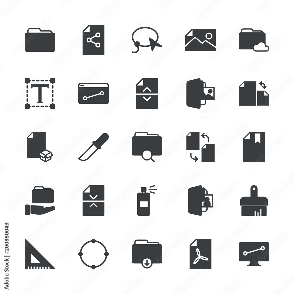 Aufkleber modern simple set of folder, files, design vector fill icons. ..contains such icons as cloud, measur