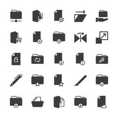 Modern Simple Set of folder, files, design Vector fill Icons. ..Contains such Icons as  trim,  game,  cloud, data,  data,  remove, download and more on white background. Fully Editable. Pixel Perfect.