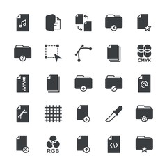Modern Simple Set of folder, files, design Vector fill Icons. ..Contains such Icons as  symbol,  vector, folder,  pattern,  folder,  design and more on white background. Fully Editable. Pixel Perfect.