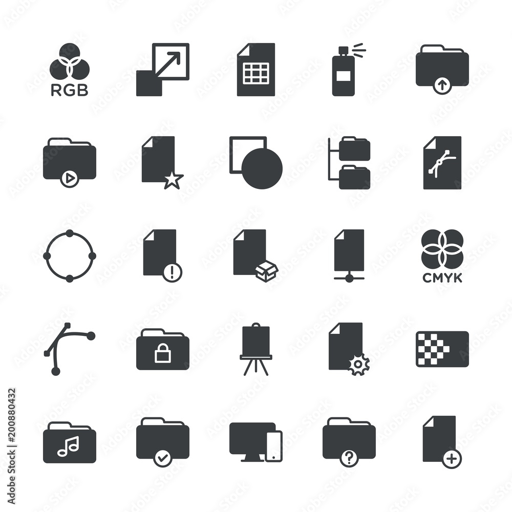 Poster modern simple set of folder, files, design vector fill icons. ..contains such icons as new, sign, er