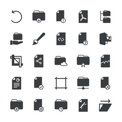 Modern Simple Set of folder, files, design Vector fill Icons. ..Contains such Icons as  symbol,  download, folder,  work,  folder, paint and more on white background. Fully Editable. Pixel Perfect.