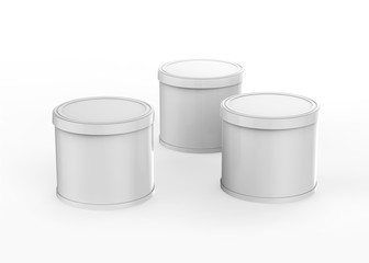 Plastic Food Can Mock-up On Isolated White Background, Ready For Your Presentation, 3D Illustration