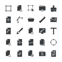 Modern Simple Set of folder, files, design Vector fill Icons. ..Contains such Icons as  white,  paper,  choose, folder, grid,  pattern, box and more on white background. Fully Editable. Pixel Perfect.
