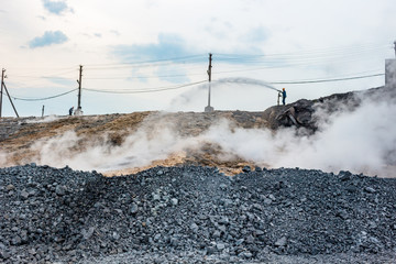 Quenching of blast furnace slag at the iron foundry
