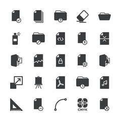 Modern Simple Set of folder, files, design Vector fill Icons. ..Contains such Icons as broken,  illustration,  blank,  file,  remove, paper and more on white background. Fully Editable. Pixel Perfect.
