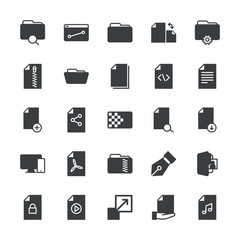 Modern Simple Set of folder, files, design Vector fill Icons. ..Contains such Icons as  document,  open,  web, paper,  new,  file,  text and more on white background. Fully Editable. Pixel Perfect.