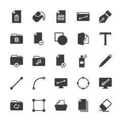 Modern Simple Set of folder, files, design Vector fill Icons. ..Contains such Icons as  illustration,  school,  data,  erase,  storage, box and more on white background. Fully Editable. Pixel Perfect.