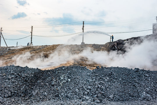 Quenching of blast furnace slag at the iron foundry
