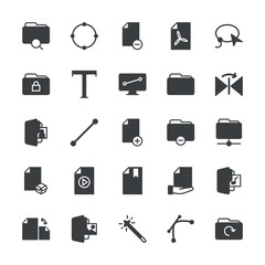 Modern Simple Set of folder, files, design Vector fill Icons. ..Contains such Icons as  information, file, anchor,  business,  line,  hand and more on white background. Fully Editable. Pixel Perfect.