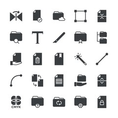 Modern Simple Set of folder, files, design Vector fill Icons. ..Contains such Icons as  web,  file,  colorful,  bound, folder, security and more on white background. Fully Editable. Pixel Perfect.