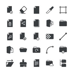Modern Simple Set of folder, files, design Vector fill Icons. ..Contains such Icons as  equipment,  rubber,  abstract,  ink,  cloud,  data and more on white background. Fully Editable. Pixel Perfect.