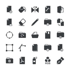 Modern Simple Set of folder, files, design Vector fill Icons. ..Contains such Icons as  white,  computer, file,  illustration,  flip, data and more on white background. Fully Editable. Pixel Perfect.