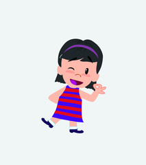 White girl doing the OK sign with his hand.