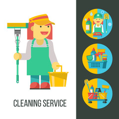 Cleaning service. Vector illustration, emblem.