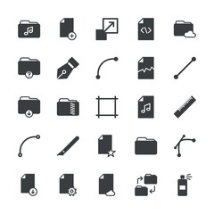 Modern Simple Set of folder, files, design Vector fill Icons. ..Contains such Icons as  system,  pen,  folder,  concept,  graffiti,  vector and more on white background. Fully Editable. Pixel Perfect.